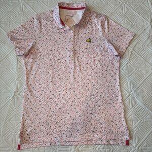 Peter Millar Masters Golf Polo Shirt Pink Azalea & Drinks Size Medium